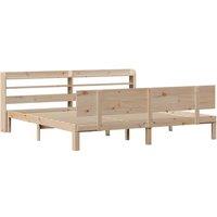 Berkfield Home Beautiful Bed Frame with Headboard without Mattress 200x200 cm in Light Tan