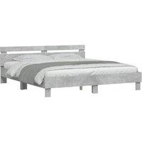 Berkfield Home Durable Bed Frame with LED without Mattress Concrete Grey 200x200 cm
