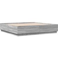 Berkfield Home Durable Bed Frame with LED without Mattress Grey Sonoma 200x200 cm
