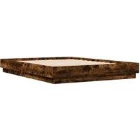 Berkfield Home Durable Bed Frame with LED without Mattress Smoked Oak 140x200 cm in Brown