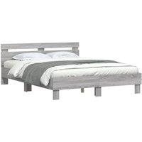Berkfield Home Durable Bed Frame with LED without Mattress Grey Sonoma 140x200 cm
