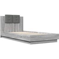 Berkfield Home Durable Bed Frame with LED without Mattress Grey Sonoma 90x200 cm
