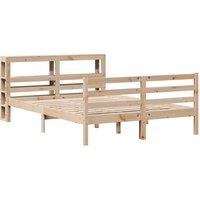 Berkfield Home Beautiful Bed Frame without Mattress 140x190 cm Solid Wood Pine in Light Tan