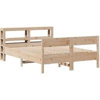 Berkfield Home Decorative Bed Frame without Mattress 120x200 cm Solid Wood Pine in Natural | Size: Small Double