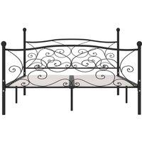 Berkfield Home Elegant Bed Frame with Slatted Base Black Metal 180x200 cm Super King