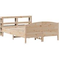 Berkfield Home Decorative Bed Frame without Mattress 120x200 cm Solid Wood Pine in Natural | Size: Small Double