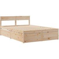 Berkfield Home Modern Bed Frame without Mattress 120x200 cm Solid Wood Pine in Light Tan | Size: Small Double