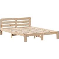 Berkfield Home Decorative Bed Frame without Mattress 120x200 cm Solid Wood Pine in Light Brown | Size: Small Double