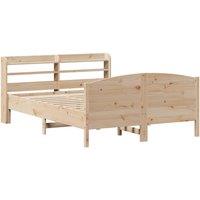 Berkfield Home Decorative Bed Frame without Mattress 120x200 cm Solid Wood Pine in Natural | Size: Small Double
