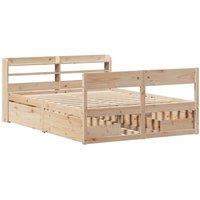 Berkfield Home Full Bed Frame without Mattress 150x200 cm King Size Solid Wood Pine in Light Brown