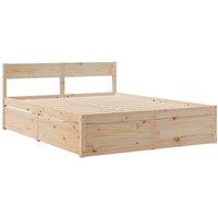 Berkfield Home Modern Bed Frame without Mattress 150x200 cm King Size Solid Wood Pine in Light Tan