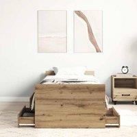 Berkfield Home Full Bed Frame without Mattress Artisan Oak 100x200cm Engineered Wood in Brown | Size: 100x200 cm