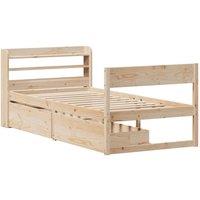 Berkfield Home Full Bed Frame without Mattress 90x200 cm Solid Wood Pine in Light Tan
