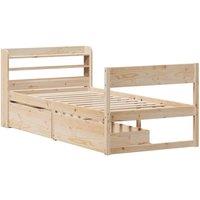 Berkfield Home Full Bed Frame without Mattress 75x190 cm Small Single Solid Wood Pine in Light Brown