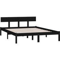 Berkfield Home Modern Bed Frame without Mattress Black Solid Wood 140x190 cm