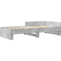 Berkfield Home Restful Bed Frame Frame Concrete Grey 75x190 cm Small Single Wood