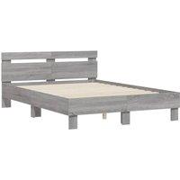 Berkfield Home Durable Bed Frame without Mattress Grey Sonoma 135x190 cm Double