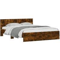 Berkfield Home Durable Bed Frame without Mattress Smoked Oak 140x200 cm in Brown