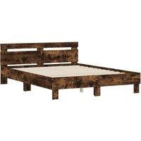 Berkfield Home Durable Bed Frame without Mattress Smoked Oak 140x190 cm in Brown