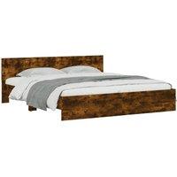 Berkfield Home Durable Bed Frame without Mattress Smoked Oak 160x200 cm in Brown