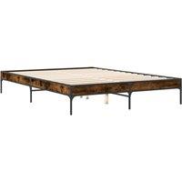 Berkfield Home Durable Bed Frame without Mattress Smoked Oak 140x200 cm in Brown