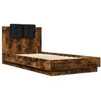 Berkfield Home Soft Bed Frame without Mattress Smoked Oak 75x190 cm Small Single in Brown