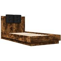 Berkfield Home Soft Bed Frame without Mattress Smoked Oak 90x190 cm Single in Brown