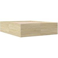 Berkfield Home Modern Bed Frame without Mattress Sonoma Oak 150x200 cm King Size in Light Tan