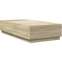 Berkfield Home Modern Bed Frame without Mattress Sonoma Oak 90x190 cm Single in Light Tan