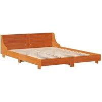 Berkfield Home Modern Bed Frame without Mattress Wax Brown 140x200 cm Solid Wood Pine