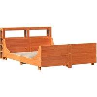 Berkfield Home Sleek Bed Frame Frame Wax Brown 150x200 cm King Size Solid Wood Pine