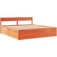 Berkfield Home Modern Bed Frame Frame Wax Brown 180x200 cm Super King Solid Wood Pine