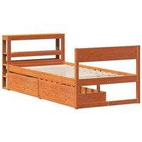 Berkfield Home Full Bed Frame Frame Wax Brown 75x190 cm Small Single Solid Wood Pine