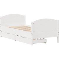 Berkfield Home Full Bed Frame without Mattress White 100x200 cm Solid Wood Pine