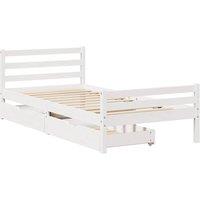 Berkfield Home Full Bed Frame without Mattress White 100x200 cm Solid Wood Pine