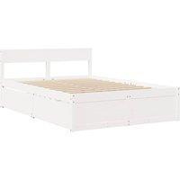 Berkfield Home Modern Bed Frame without Mattress White 120x200 cm Solid Wood Pine | Size: Small Double