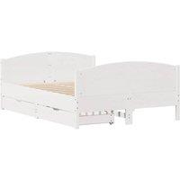 Berkfield Home Full Bed Frame Frame White 120x190 cm Small Double Solid Wood Pine