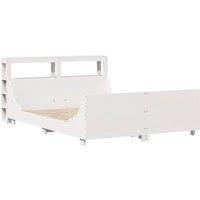Berkfield Home Sleek Bed Frame without Mattress White 120x200 cm Solid Wood Pine | Size: Small Double