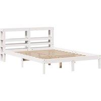 Berkfield Home Beautiful Bed Frame without Mattress White 120x200 cm Solid Wood Pine | Size: Small Double