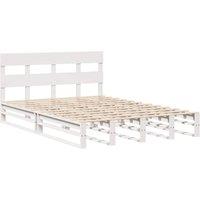 Berkfield Home Beautiful Bed Frame without Mattress White 120x200 cm Solid Wood Pine | Size: Small Double
