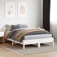 Berkfield Home Beautiful Bed Frame without Mattress White 120x200 cm Solid Wood Pine | Size: Small Double
