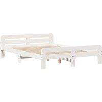 Berkfield Home Durable Bed Frame without Mattress White 140x190 cm Solid Wood Pine