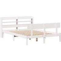 Berkfield Home Beautiful Bed Frame without Mattress White 140x190 cm Solid Wood Pine