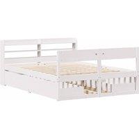 Berkfield Home Full Bed Frame without Mattress White 140x200 cm Solid Wood Pine