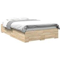 Berkfield Home Modern Bed Frame without Mattress with Drawers Double Engineered Wood in Beige