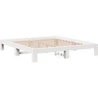 Berkfield Home Durable Bed Frame without Mattress White 200x200 cm Solid Wood Pine