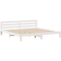 Berkfield Home Decorative Bed Frame without Mattress White 200x200 cm Solid Wood Pine