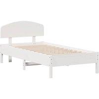 Berkfield Home Beautiful Bed Frame Frame White 75x190 cm Small Single Solid Wood Pine