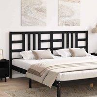 Berkfield Home Beautiful Bed Headboard Black 206x4x100 cm Solid Wood Pine | Size: 206 x 4 x 100 cm