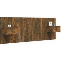 Berkfield Home Classic Bed Headboard with Cabinets Smoked Oak Engineered Wood in Brown